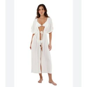 Cupshe White Cover Up Duster Kimono Beach Resort Wear Bohemian Style‎ size S